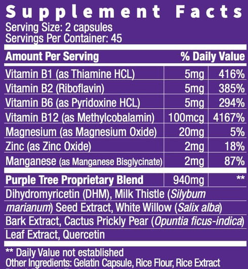 purple tree Post-Celebration Wellness | Liver Support and Rapid Hydration | Dihydromyricetin DHM, 90 Pills