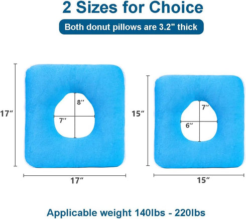 Tailbone (17"x17") Anti-Decubitus Pad Bed Cushion, Donut Butt Pillow, Pain Hemorrhoid Nursing Pad for Bedridden
