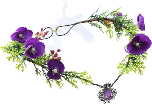 Vivivalue Flower Crown Headband for Women - Floral Halo Girl Flower Headpiece for Wedding Party Photos