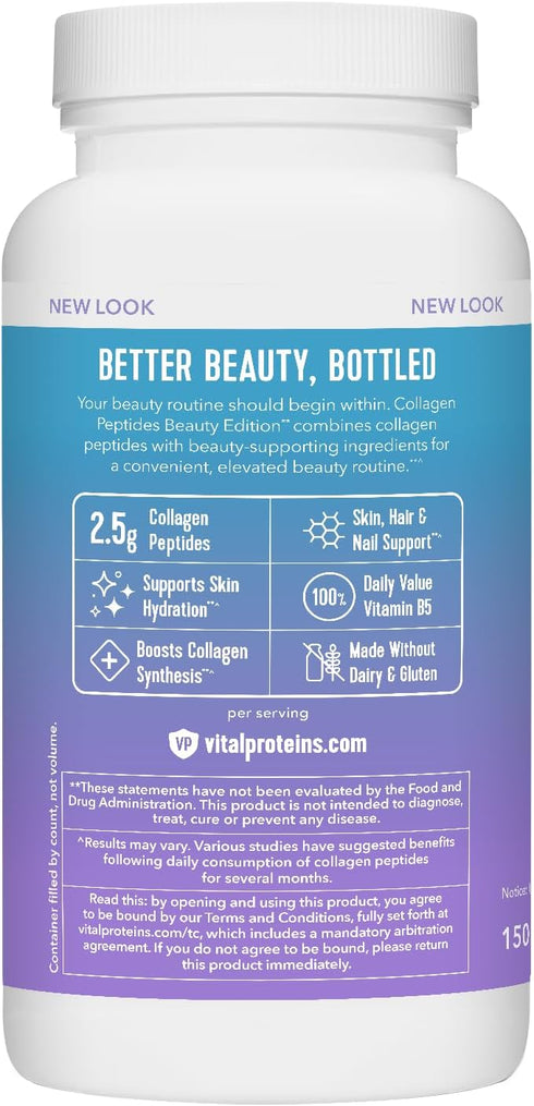 Vital Proteins Collagen Peptides Beauty Edition Capsules - 30 Servings, 2.5g Collagen Per Serving with Biotin & Vitamin