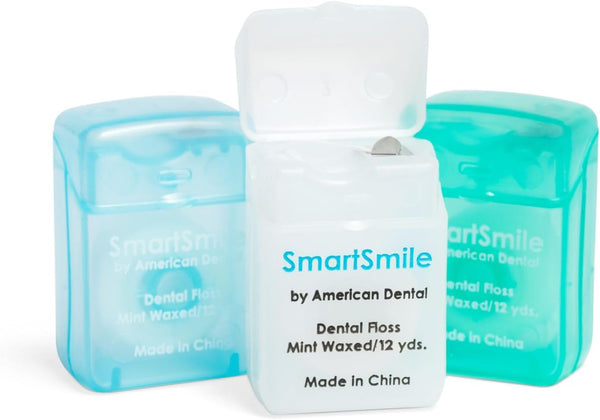 72 Pack Bulk Waxed Dental Floss Mint Flavor, 12 Yards - Assorted Colors, Perfect for Dental Office Give-Aways