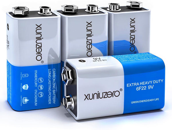 XUNIUZERO 9V Batteries Carbon 9 Volt Battery for Smoke Detector 6F22 Square Battery,