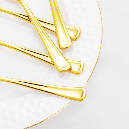 WDF 100 Pack Gold Plastic Spoons Disposable, 6.9 Inch Heavy Duty Spoons for Parties, Weddings