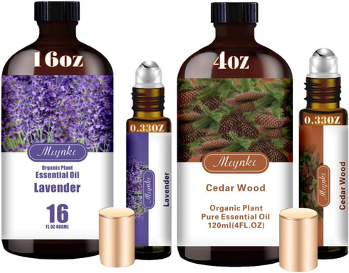 Lavender & Cedarwood Essential Oils Set, 16oz & 4oz Pure Natural Scent