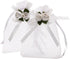 SumDirect Rose Organza Gift Bags, 50 Pcs 4x5 inch White Wedding Favor Bags with Drawstring for Party
