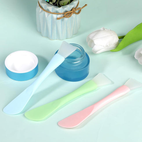 Silicone Facial Mask Applicator, 4 Pcs Reusable Double-End Brush for Clay, Cream, and Gel Masks