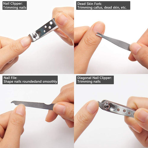 Manicure Pedicure Set, Stainless Steel Nail Clippers Portable Travel Grooming Kit with Snap-shut Case