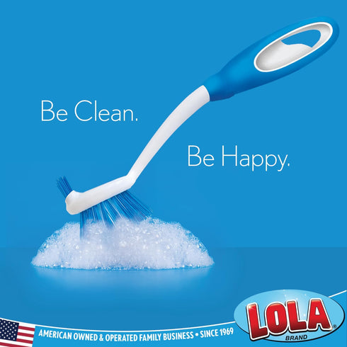 Lola Kitchen Scrubber Dish Brush, Poly Fiber Bristles, Built-in Food Scraper, Non-Slip Grip Handle, 4 Pack
