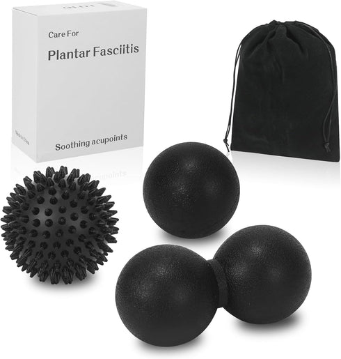 QLDT 3-in-1 Massage Ball Set, Peanut Ball & Spiky Ball & Lacrosse Ball