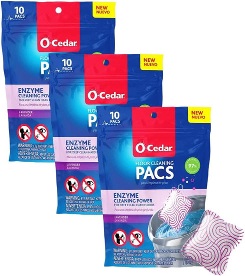 O-Cedar Floor Cleaning 30ct Pacs, Lavender Scent 10ct (3-Packs)