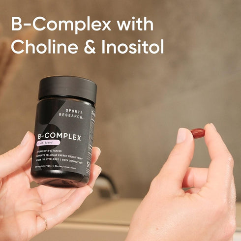 Sports Research Vitamin B-Complex - Full Spectrum of B Vitamins, Plant-Based Vegan-Friendly Formula, 120 Softgels