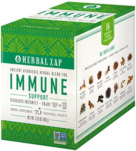 Herbal Zap Immune Support Ayurvedic Herbal Supplement, 1 Box of 25 Packets