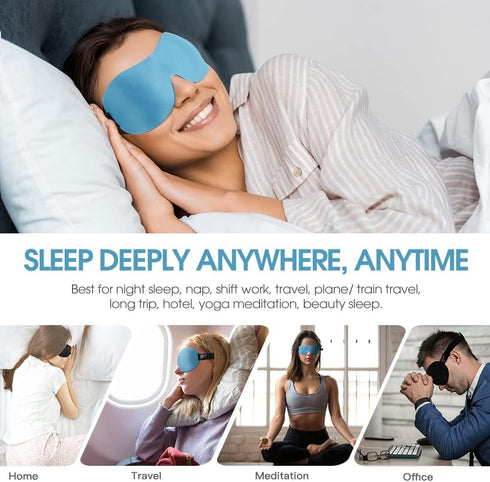 PrettyCare 3D Sleep Mask 2 Pack, Eye Mask for Side Sleeper, Blackout Blindfold with Ear Plugs, Night Masks