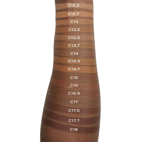 Makeup Revolution Conceal and Define Foundation, Full Coverage Matte Finish F17.5 for Dark Skin Tones, Vegan, 0.7 Fl Oz