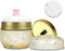 Body Powder Puff and Container, Portable Empty Powder Case for Baby Women's Loose Dusting Powder, Yellow Flower