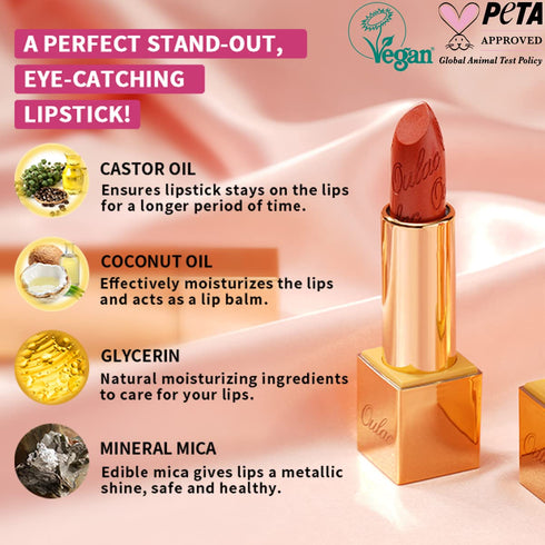 Oulac Light Pink Lipstick for Women, High Impact Lip Color, Lightweight Hydrating Formula, Vegan Beauty, Full Coverage,