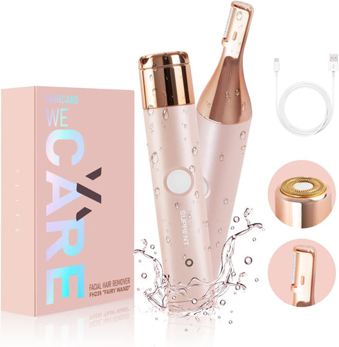SUPRENT Facial Hair Remover for Women - USB-C Rechargeable Electric Hair Removal, IPX7 Waterproof, 2 in 1 Trimmer (Pink)