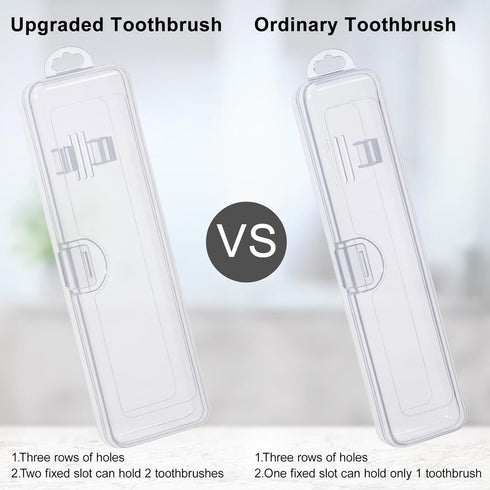 Transparent Toothbrush Case 2 Packs, Travel Size Plastic Holder, 7.87 x 2.36 x 1.18 inches, Portable for 2 Toothbrushes