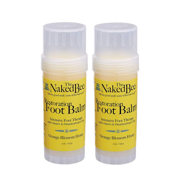 The Naked Bee Orange Blossom Honey Restoration Foot Balm, 2 oz, 2 Pack