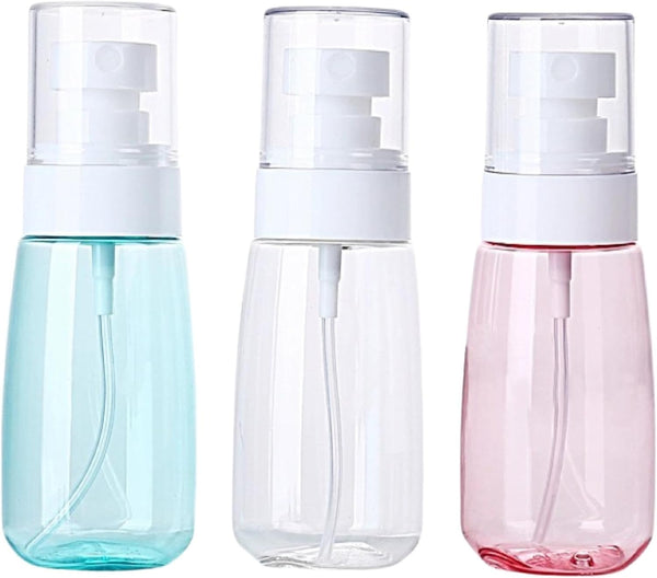 Spray Bottle Travel, 2OZ /60ML Fine Mist Spray Bottles, 3PCS Mini Plastic Containers for Hairspray and Cosmetic Perfume