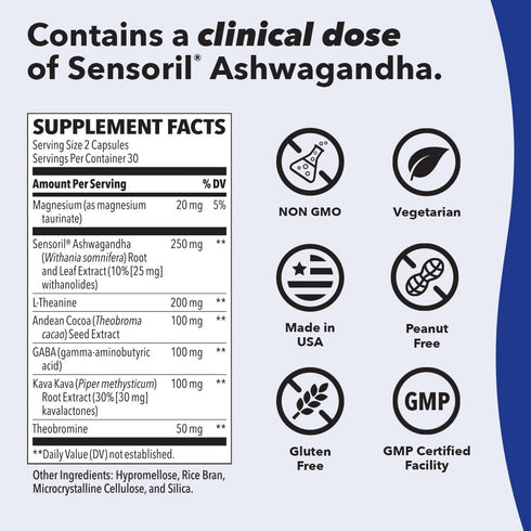Anxie-T Plus Extra Strength Stress Relief Supplement - Supports Mood & Focus, Eases Tension with Ashwagandha, 60