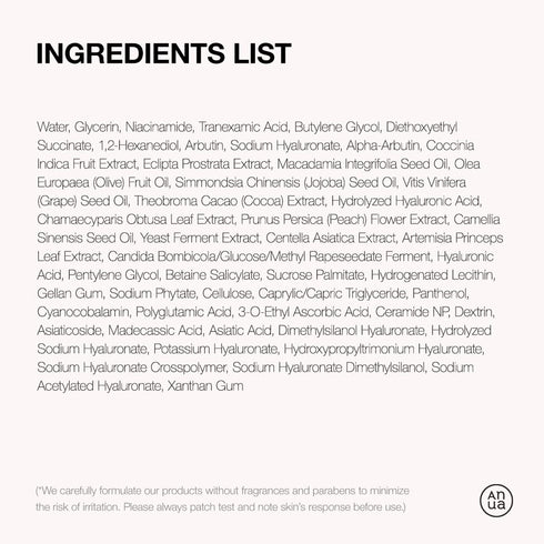 Anua 10% Niacinamide + 4% Tranexamic Acid Serum, Ceramide, Hyaluronic Acid for Sensitive Skin, 30ml