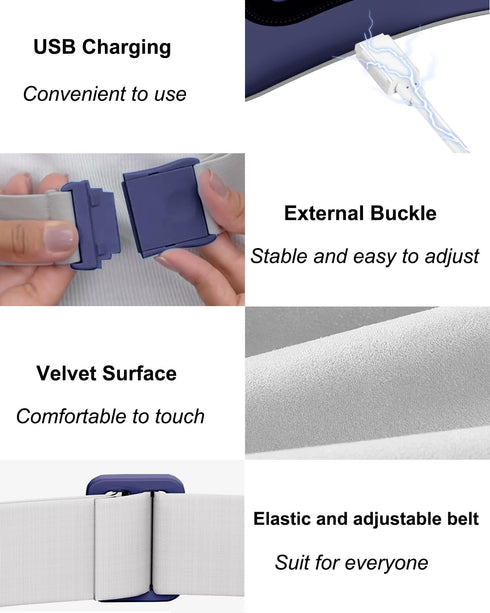 Electric Heating Pad, Portable Cordless Menstrual Heating Pad with 4 Heat Levels and 4 Massage Modes, Navy Blue