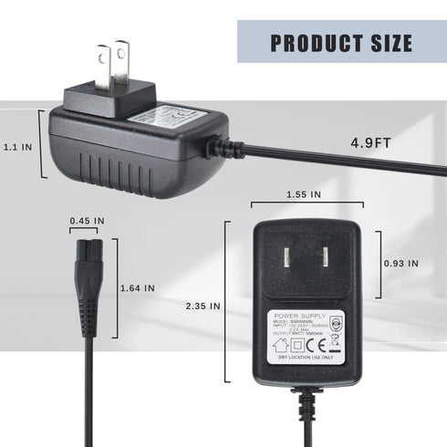 Replacement Charger for BaByliss PRO Trimmer, 4.5V Power Adapter for BaByliss Hair Clippers, Compatible with Multiple