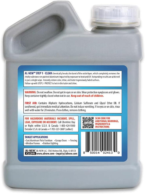 AL-NEW Step 1 Clean, Cleaning Solution for Outdoor Patio Furniture, Garage Doors, 16 Ounce
