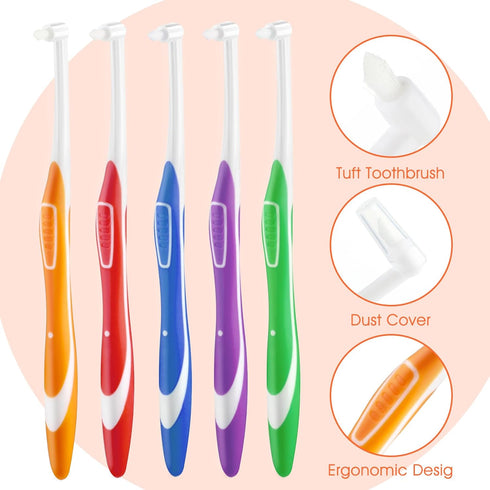 Ouligay 5Pcs Tuft Toothbrush, Soft Compact Interdental Toothbrush for Orthodontic Braces