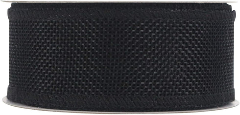 MEEDEE Black Burlap Wired Ribbon, 1.5 Inch, 10 Yards for Crafts, Gift Wrapping, and Home Decorating
