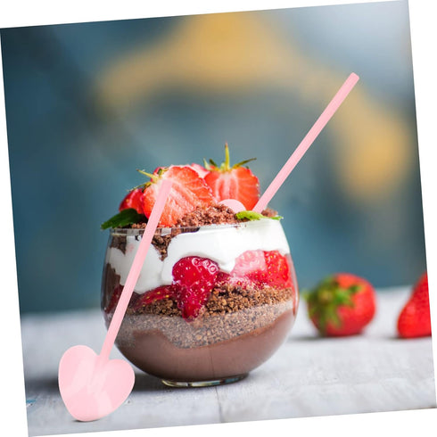 KALLORY 100pcs Mousse Spoon Set, Heart Shaped Cake Spoon, Mini Spoons for Jars, Small Shovel Spoons, Espresso Spoons,