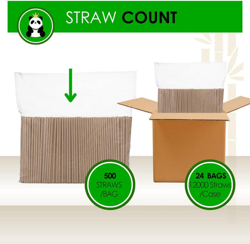 PandaBoard Compostable Bamboo Cocktail Straws, 4mm Unwrapped, 500 Count Bag