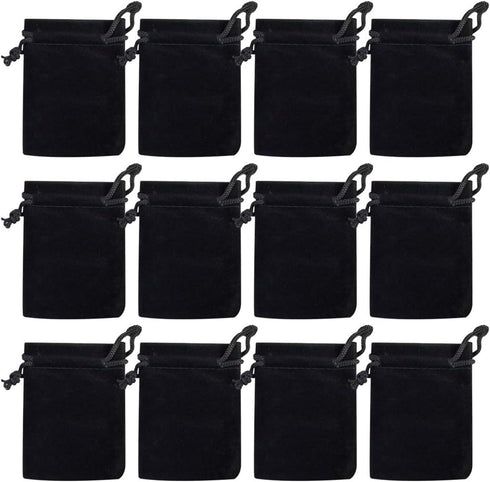 Nydotd 100pcs 2 X 2.8 inch Black Velvet Cloth Jewelry Pouches, Velvet Drawstring Bags for Wedding Favors, Gifts.