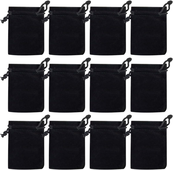 Nydotd 100pcs 2 X 2.8 inch Black Velvet Cloth Jewelry Pouches, Velvet Drawstring Bags for Wedding Favors, Gifts.
