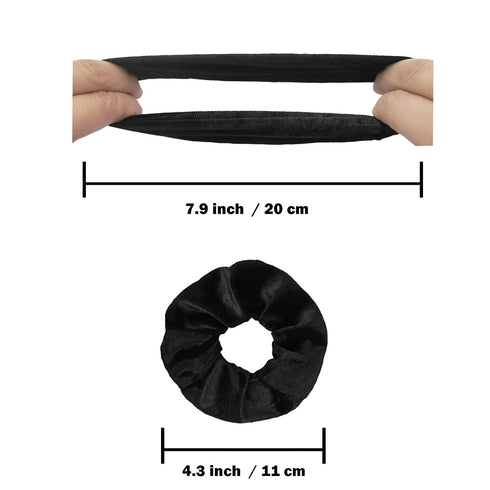 IVARYSS 12 Pcs Black Velvet Scrunchies for Women, Soft Ponytail Holders, Classic Elastic Hair Bands for Girls