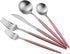 Luxury Flatware Set, 20 Piece Matte Pink Handle 18/10 Stainless Steel Tableware for 4, Camping Silverware Travel