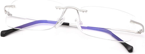 Rimless Clear Bifocal Reading Glasses - Blue Light Blocking Readers for Men and Women, Lightweight Anti Glare Eyewear
