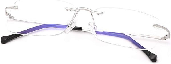 Rimless Clear Bifocal Reading Glasses - Blue Light Blocking Readers for Men and Women, Lightweight Anti Glare Eyewear
