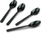 PlasticPro 200 Pack Heavy Weight Black Plastic Spoons, Disposable Cutlery Set