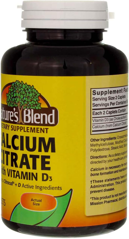 Nature's Blend Calcium Citrate with D3, 100 Caplets