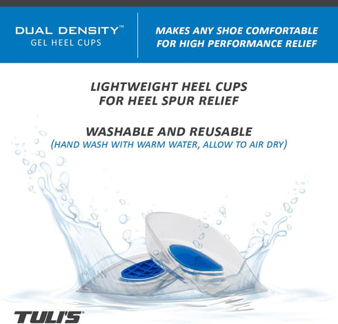 Tuli's Dual Density Polar Bears Gel Heel Cups, Regular - Cushion Insert for Heel Pain Relief