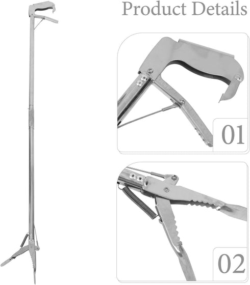 HAMPPLIES 118cm Foldable Stainless Steel Grabber Tool with Clamp Long Reacher Aid for Elderly and Disabled Patients