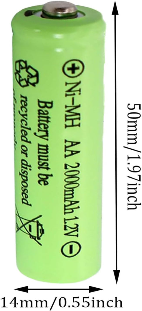 Pack of 12 AA 2000mAh Batteries Rechargeable High Capacity Precharged 1.2V Ni-MH AA Batteries for Household Devices,Outdoor Solar Lights