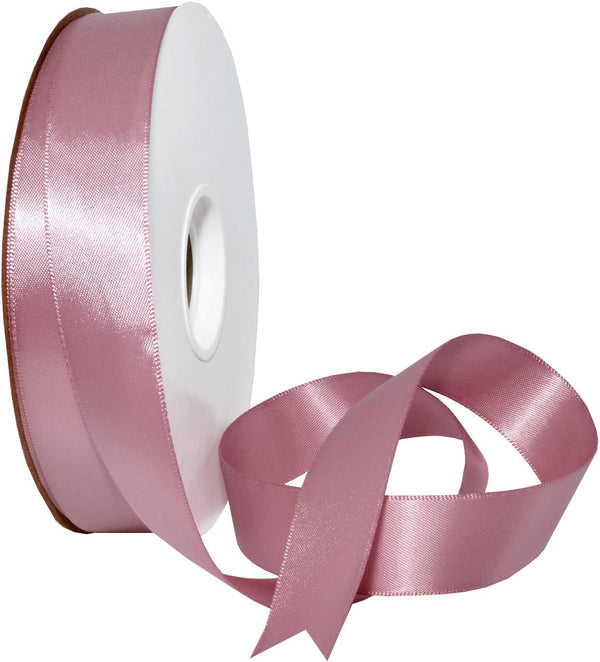 Morex Ribbon Double Face Satin Ribbon, 7/8" X 50 YD Rosy Mauve for Gift Wrapping
