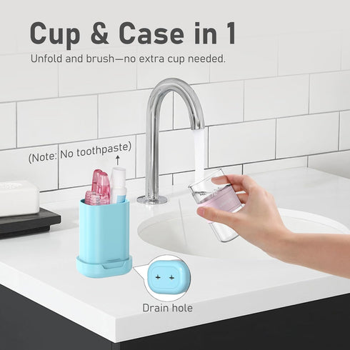 Trip(1Pack Toothbrush Travel Case Kit,Portable Folding Tooth Brush Holder and Toothpaste Cover Container with Mouthwash