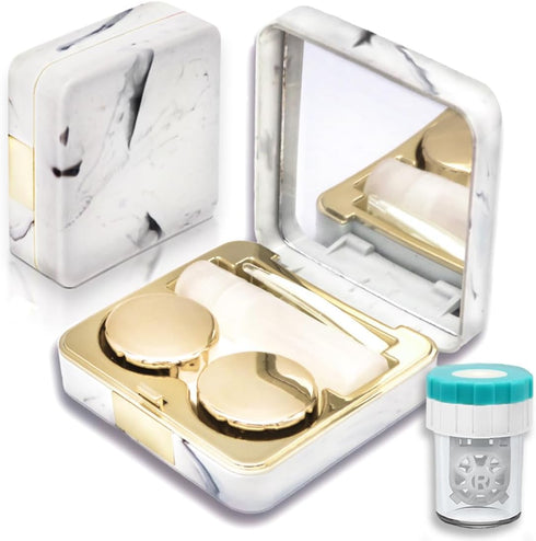 Contact Lens Case with Cleaner Washer, Portable Eye Contacts Applicator Remover Tool Kit with Mirror, Travel Size