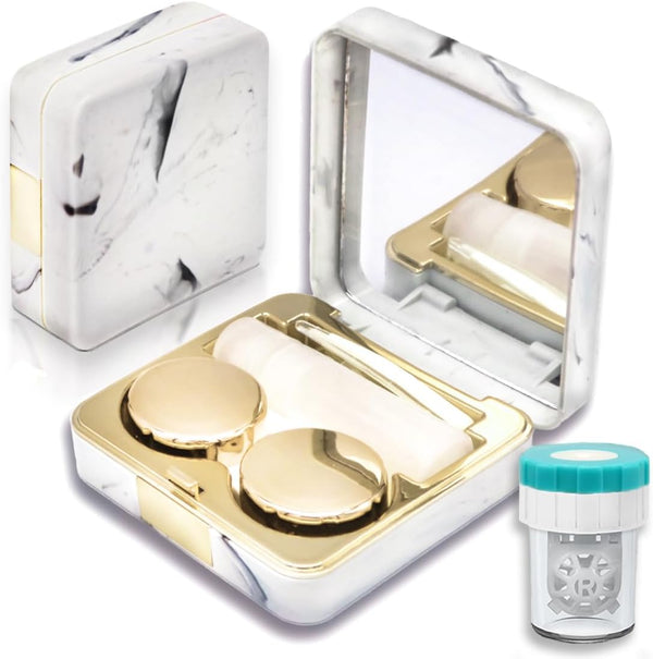 Contact Lens Case with Cleaner Washer, Portable Eye Contacts Applicator Remover Tool Kit with Mirror, Travel Size