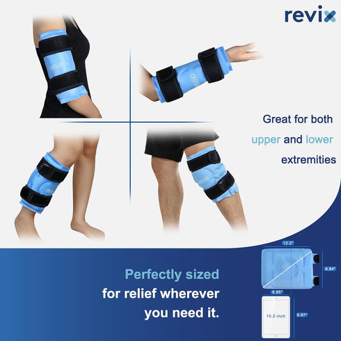 REVIX Ice Pack for Knee Pain Relief - Reusable Gel Ice Wrap for Leg Injuries, Cold Compress Therapy for Arthritis