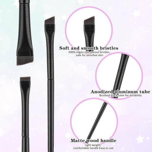 3 Pcs Fine Angled Eyeliner Brush Set, Thin Eyebrow Brush for Precision Gel Eye Liner and Brow Tinting